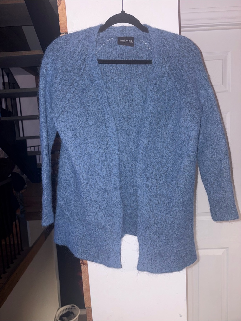 MOS MOSH Alpaca & Wool Long Cardigan XS | Soft Blue Luxury Knit